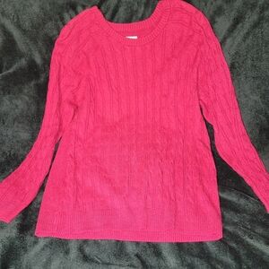 Women's Cable Knit Sweater - Pink